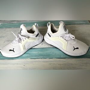 Puma White and Cream Athletic Sneakers